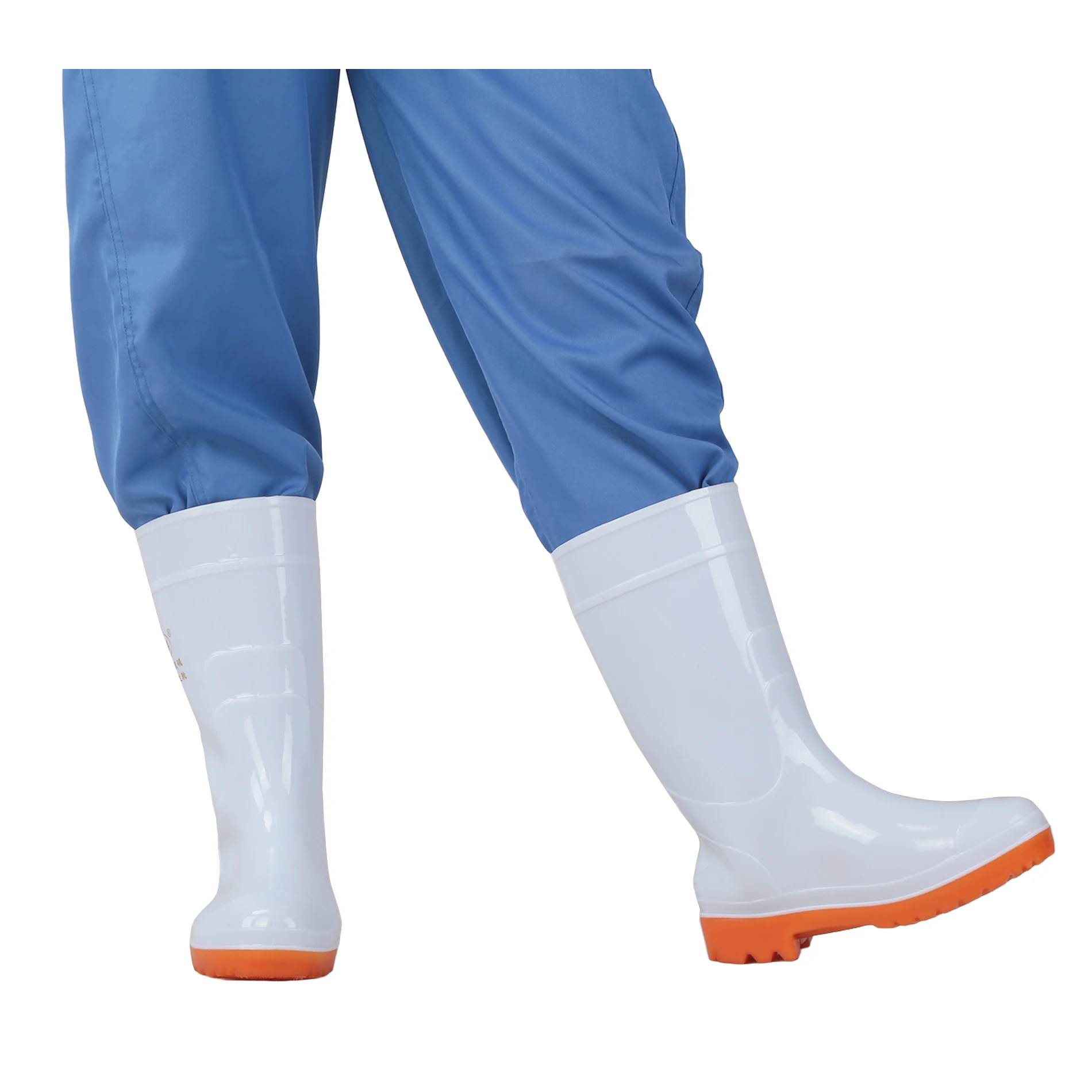 白色男士pvc雨靴,用于海鲜加工