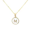 Fashion Delicate Stainless Steel Circle Shell 26 Letters Initial Pendant Necklace for Women
