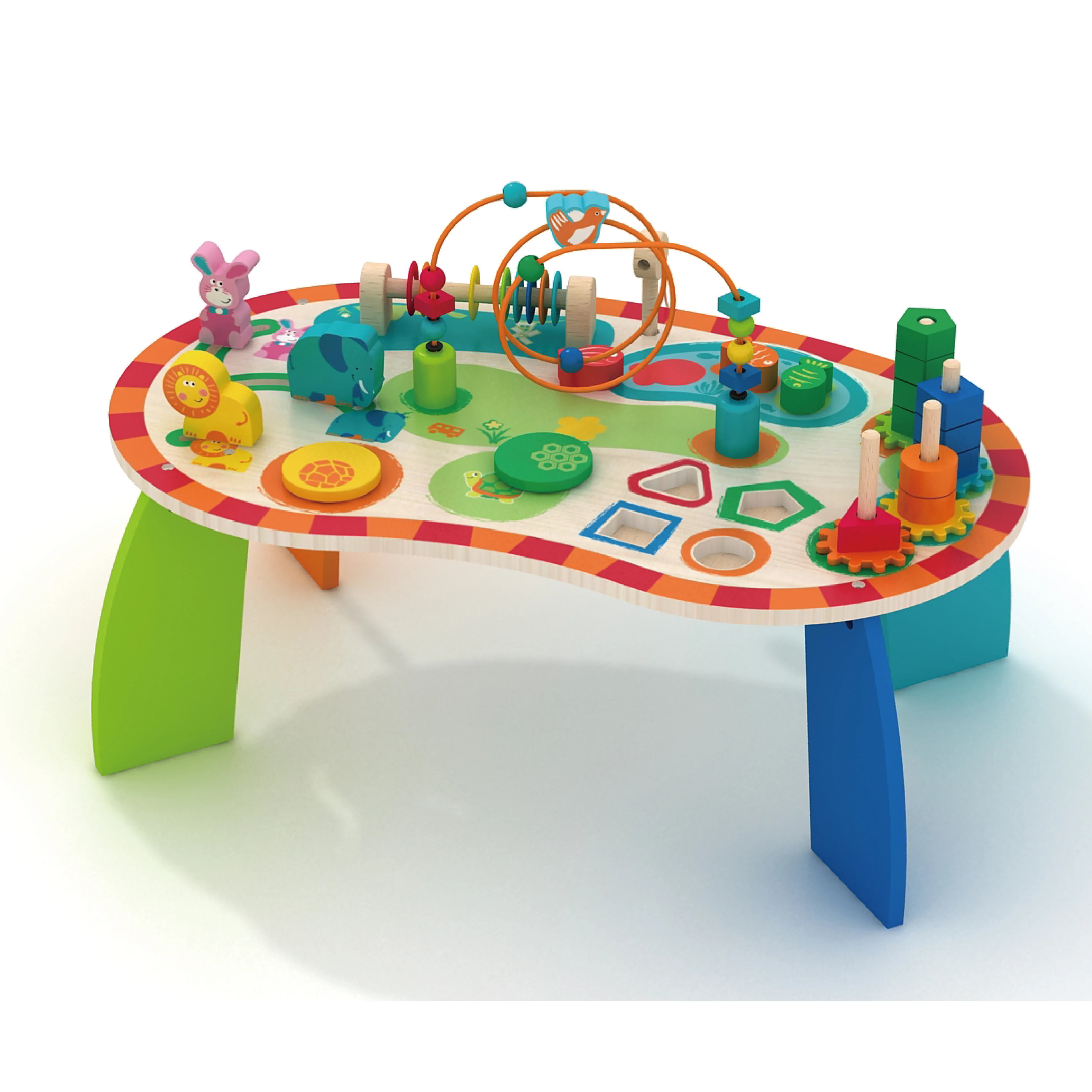 wooden activity play table