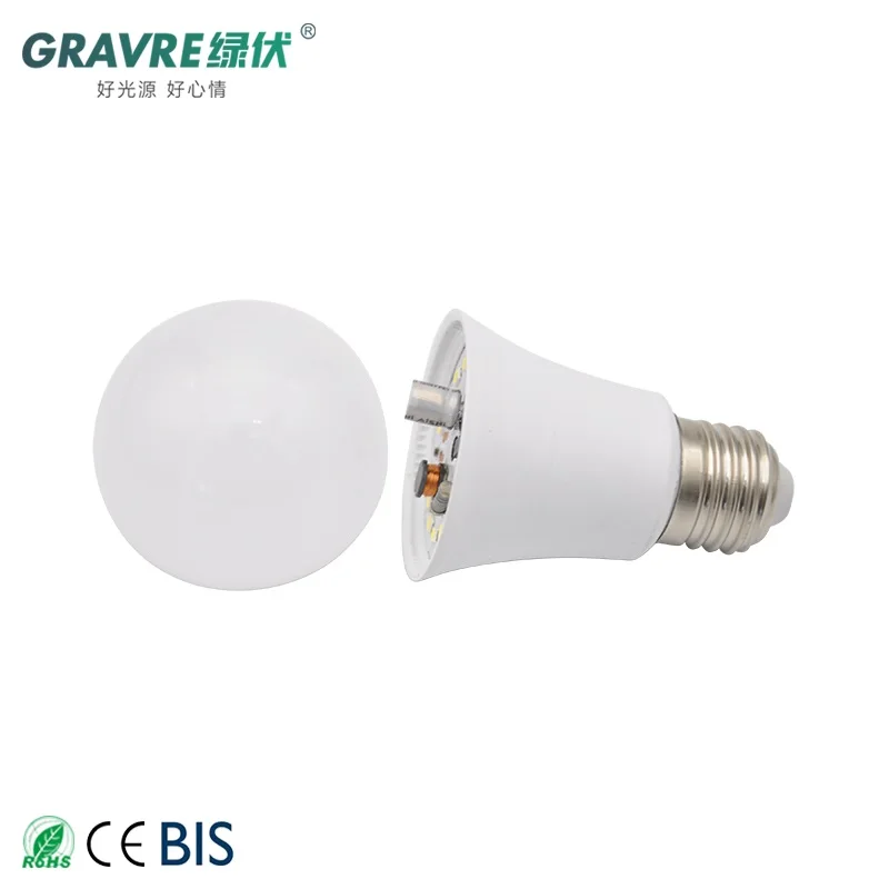A60 White color light housing a bulb lamp 7W 9W 12W 15W 18W 24WE27 B22 E14 base ac dc 220V led lighting bulb