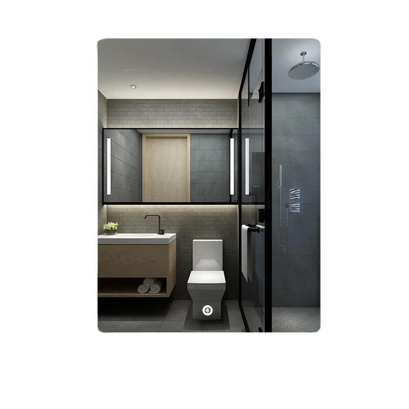 Modern hotel new design backlight anti-fog touch screen mirror smart LED bathroom mirror