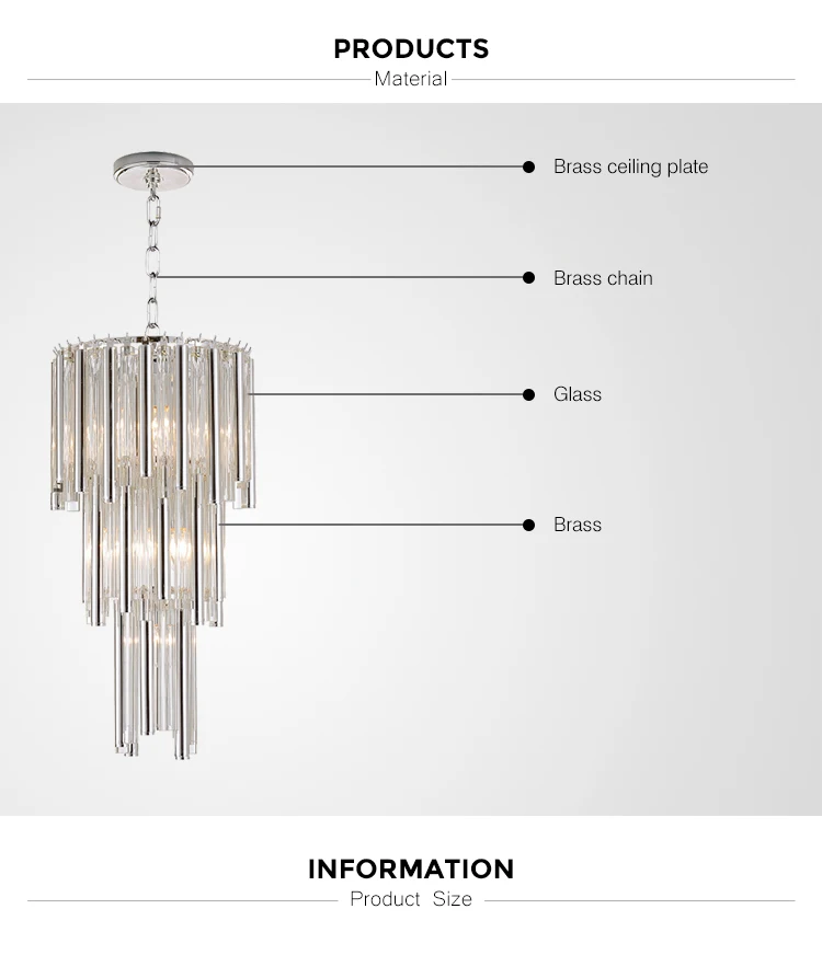 glass rod silver pendant light