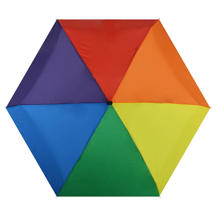 New Fashion Manual Open  Light Weight 5-Folding Rainbow Umbrella