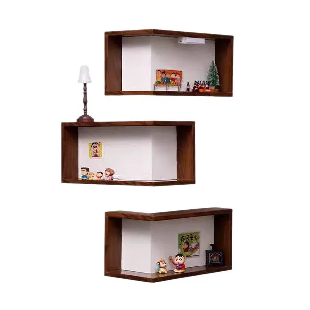Wall-Mounted Solid Wood Corner Shelf for Action Figures Multi-Layer ...