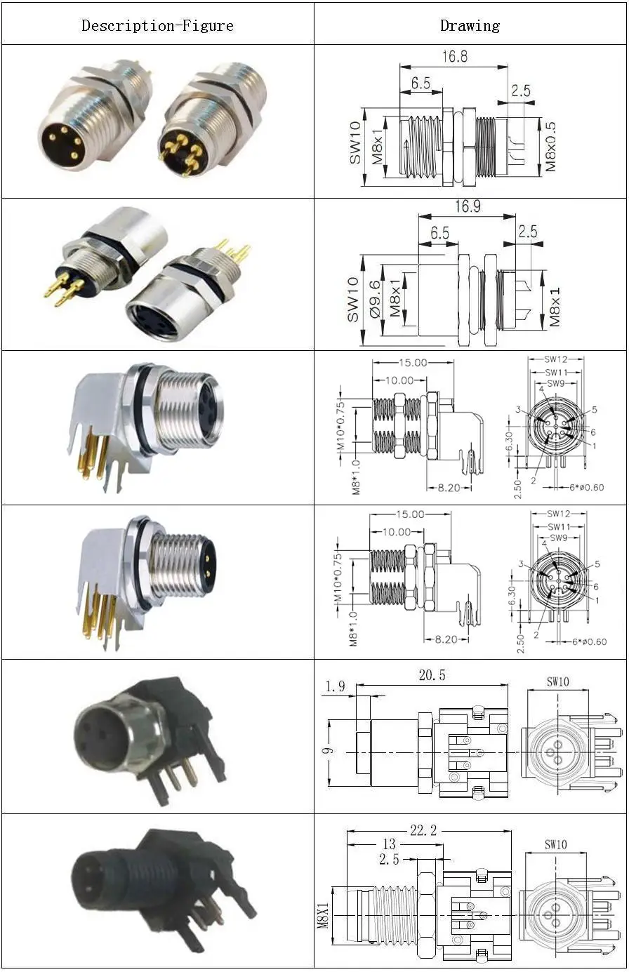 M8 Circle Connector With Usb M8 3 Pin Female Connector Can Bus M8