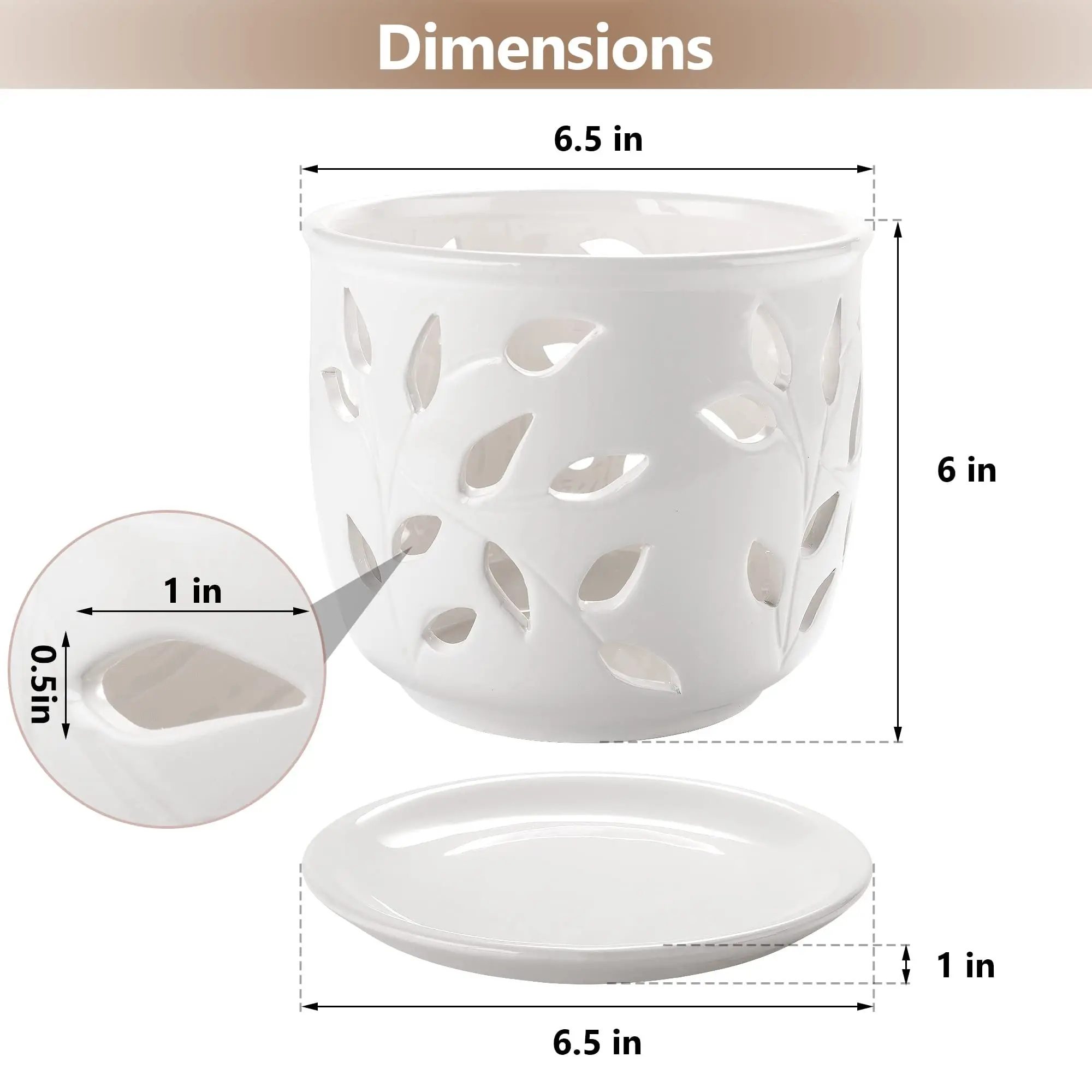 Ceramic Orchid Pot With Holes & Saucer 6.5" - Attractive Floral Design,Decorative Large Size,Easy Plant for Home Decor manufacture