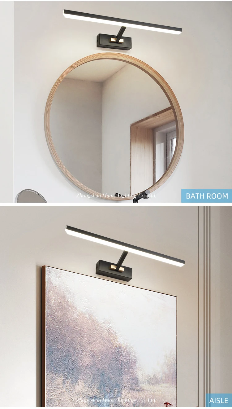 Rotative wall lamp vanity mirror lights simple style sconce black vanity light indoor bathroom wall bedside light