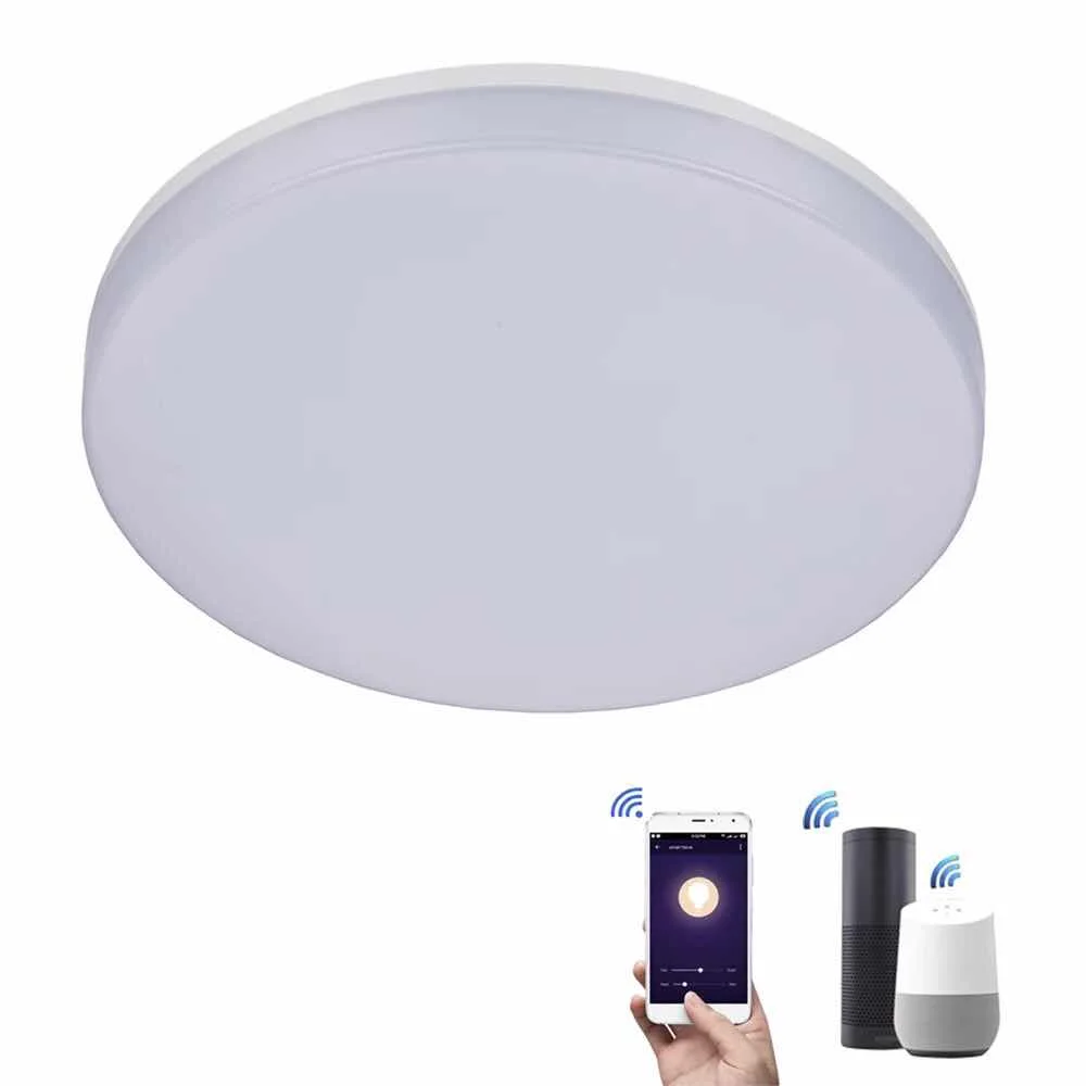 CE RoHS Certified Tuya App or Voice control WiFi Smart 18W Waterproof LED Ceiling Light Compatible with Alexa and Google Home