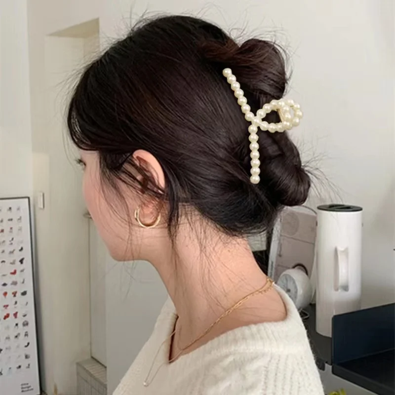 Jiris 2022 Korean Ins Elegant Style Pearl Hair Claw Clips Muliti Size Large Hair Clips Girls