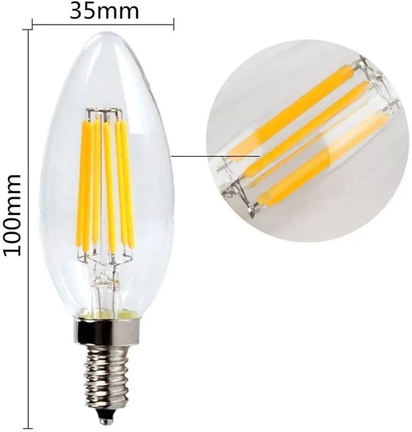 Factory outlet decorative  E12 E14 B10 C35 lamp light led filament bulb