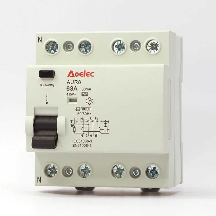 AUR8 4P 10KA PA66 Auto-Reclose RCCB Breaker with High Breaking Capacity ...
