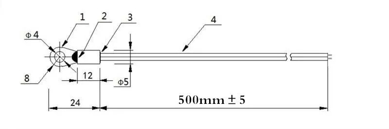 High Precision 3950 NTC M4 Temperature Ear Thermistor Sensor Liner B 40mm