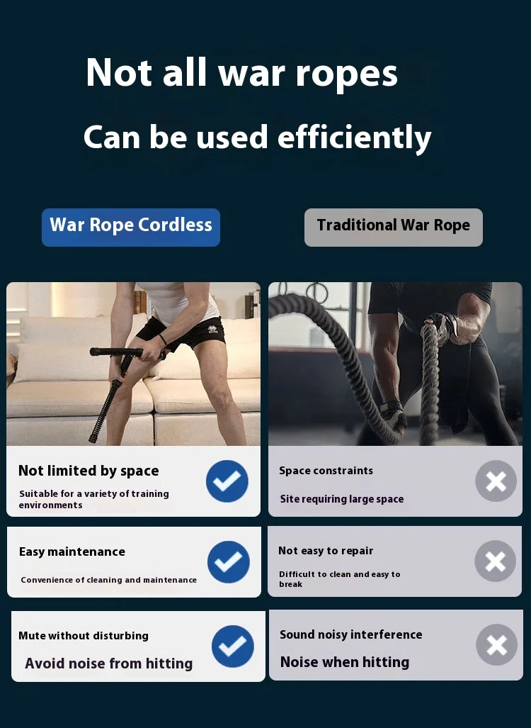 Sladdlösa stridsrep för inomhus-/utomhusträning Styrke- och muskelbyggande Sport Krigsrep