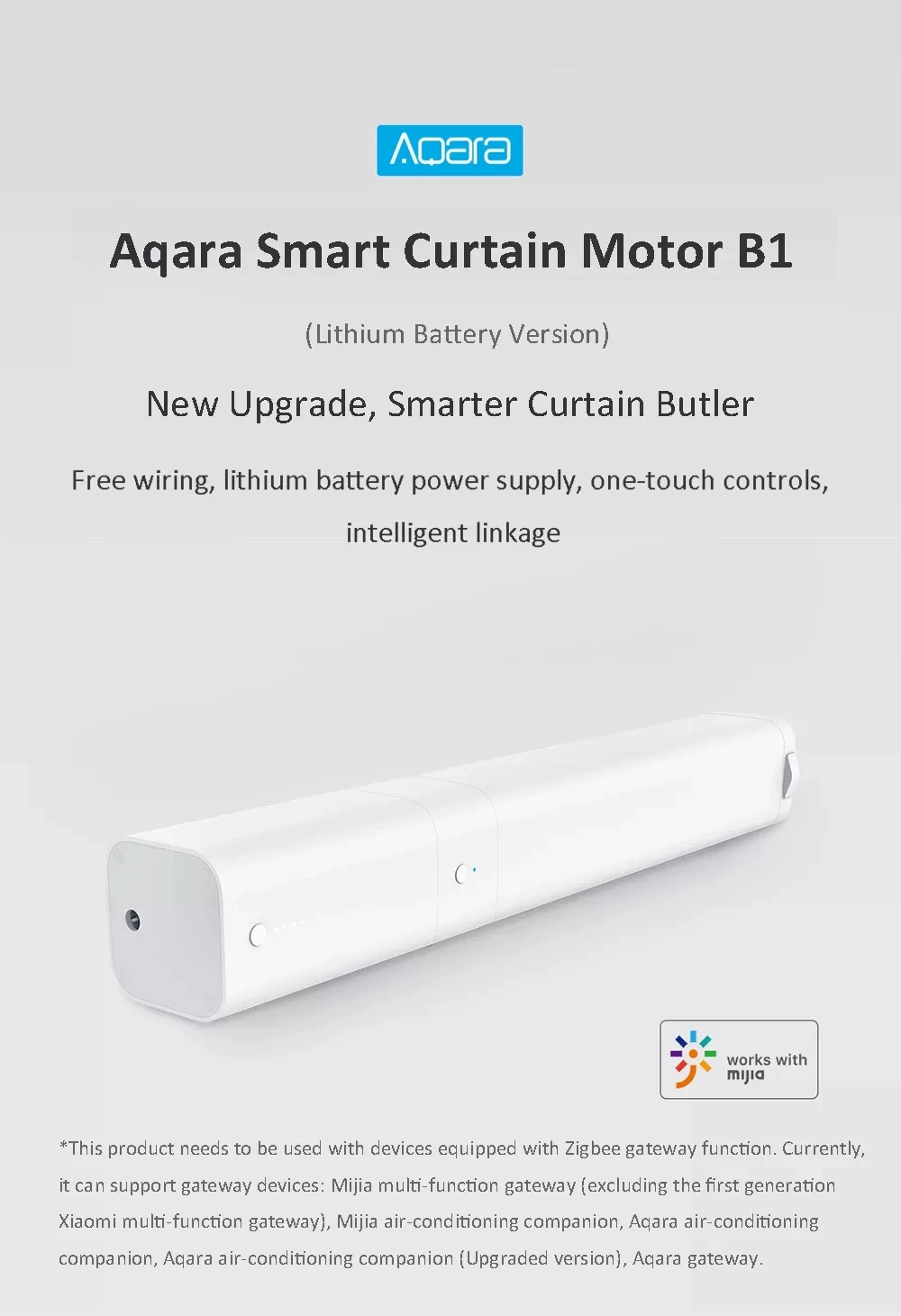 Original xiaomi Aqara Wireless Curtain motor B1 Zigbee wifi Connecting For xiaomi smart home Mi home APP - ANKUX.COM