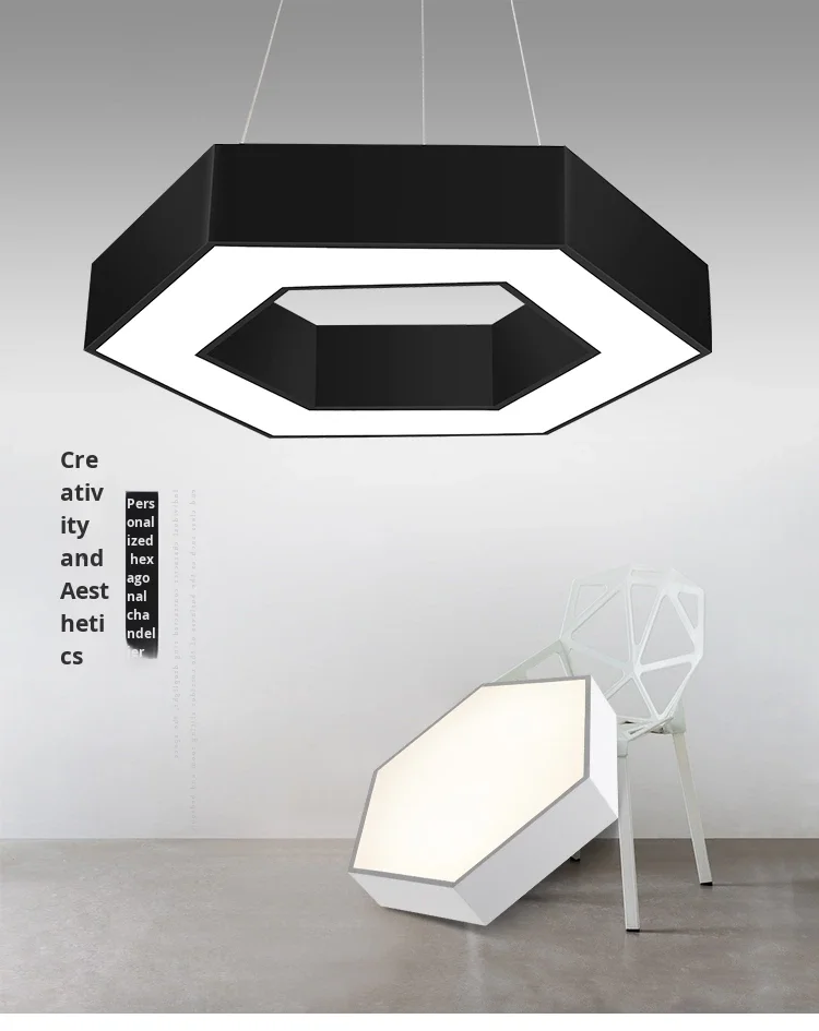 product hexagonal iron pendant light led creative honeycomb shape lamp billiard hall internet cafe gym lounge ambient light high-0