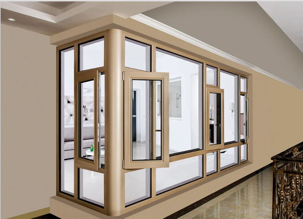 high quality Profile French Picture Aluminum alloy frame double glass casement Window And Door