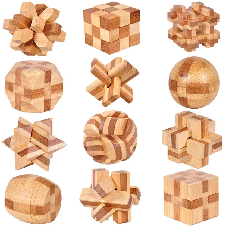 Bamboo educational toys Lu Ban lock educational jigsaw puzzle game bamboo 3D puzzle