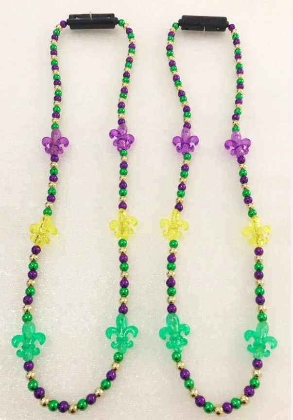 2024 New Design Mardi Gras Bead Necklaces Wholesale Hot Selling Led