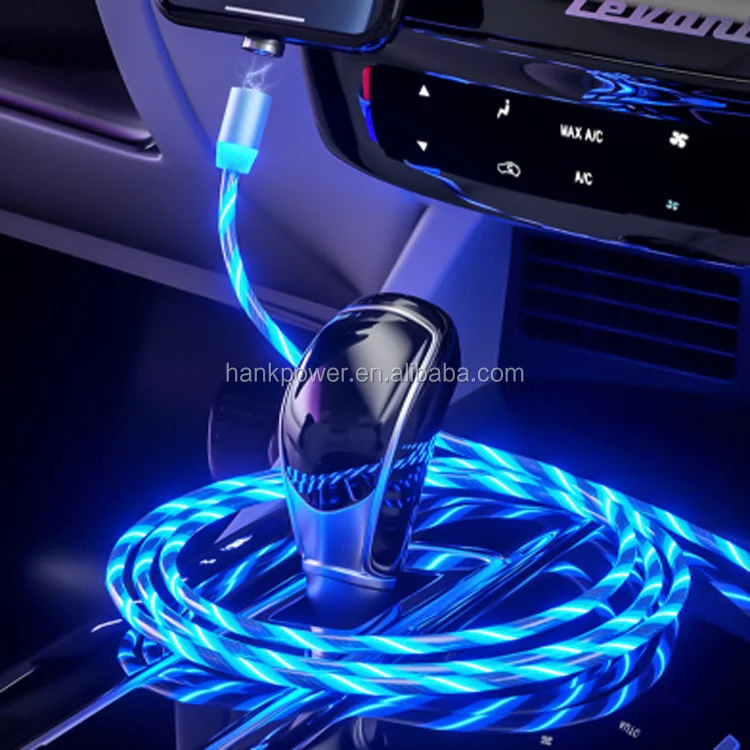 2020 3 in 1 LED Glow Flowing magnetic Charger usb led cable Micro USB Type C 8Pin Charging for iPhone all in one magnet Cable - ANKUX.COM