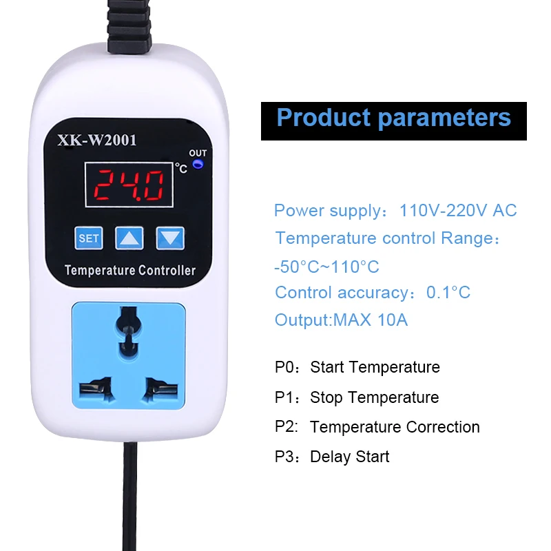 EU Plug Digital Temperature Controller Control Switch Socket 110-220V AN 