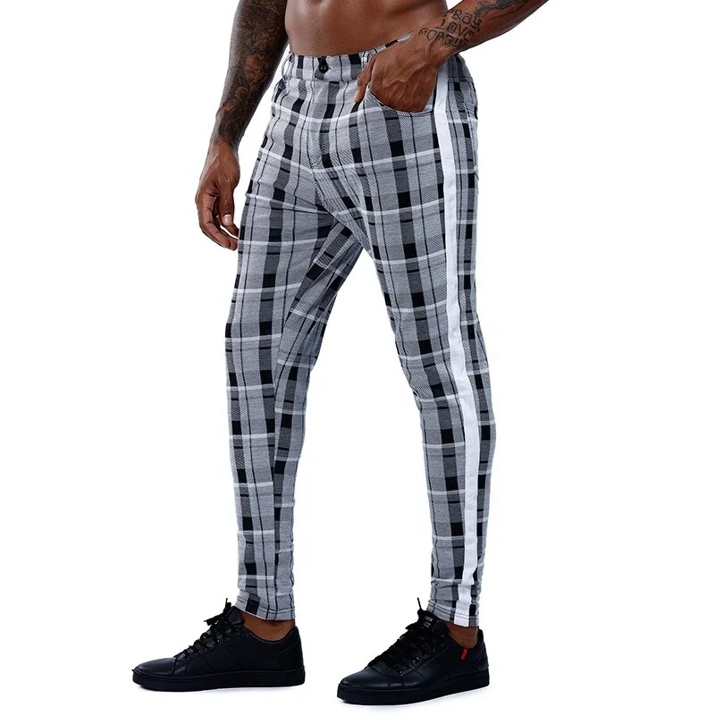 mens tartan skinny trousers