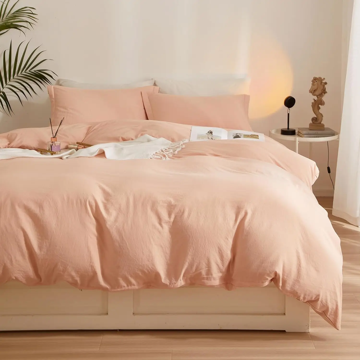 Modern Style Pink Microfiber Duvet Cover Set Full Size Soft Washed 3-Piece Bedding Set factory