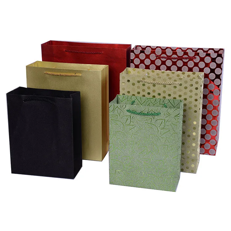 thermal  liquor paper shopping luxury  bag custom sparkling present bags with ribbon bow tie