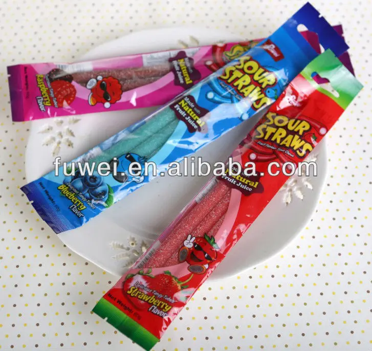 60g Center Filled Halal Super Sour Straw Candy - Buy Halal Sour Candy ...