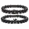 Lava Rock Partner Bracelets King And Queen 8 Mm Beads Buddha Bracelet With Rectangle Energy Therapy