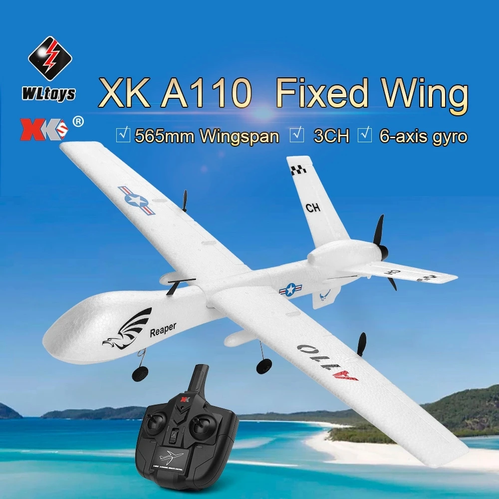 2020 Newest XK110 RC Plane DIY Outdoor Toy 2.4G 3CH RTF Birthday Gift RC Airplane Built-in Gyro EPP Wingspan