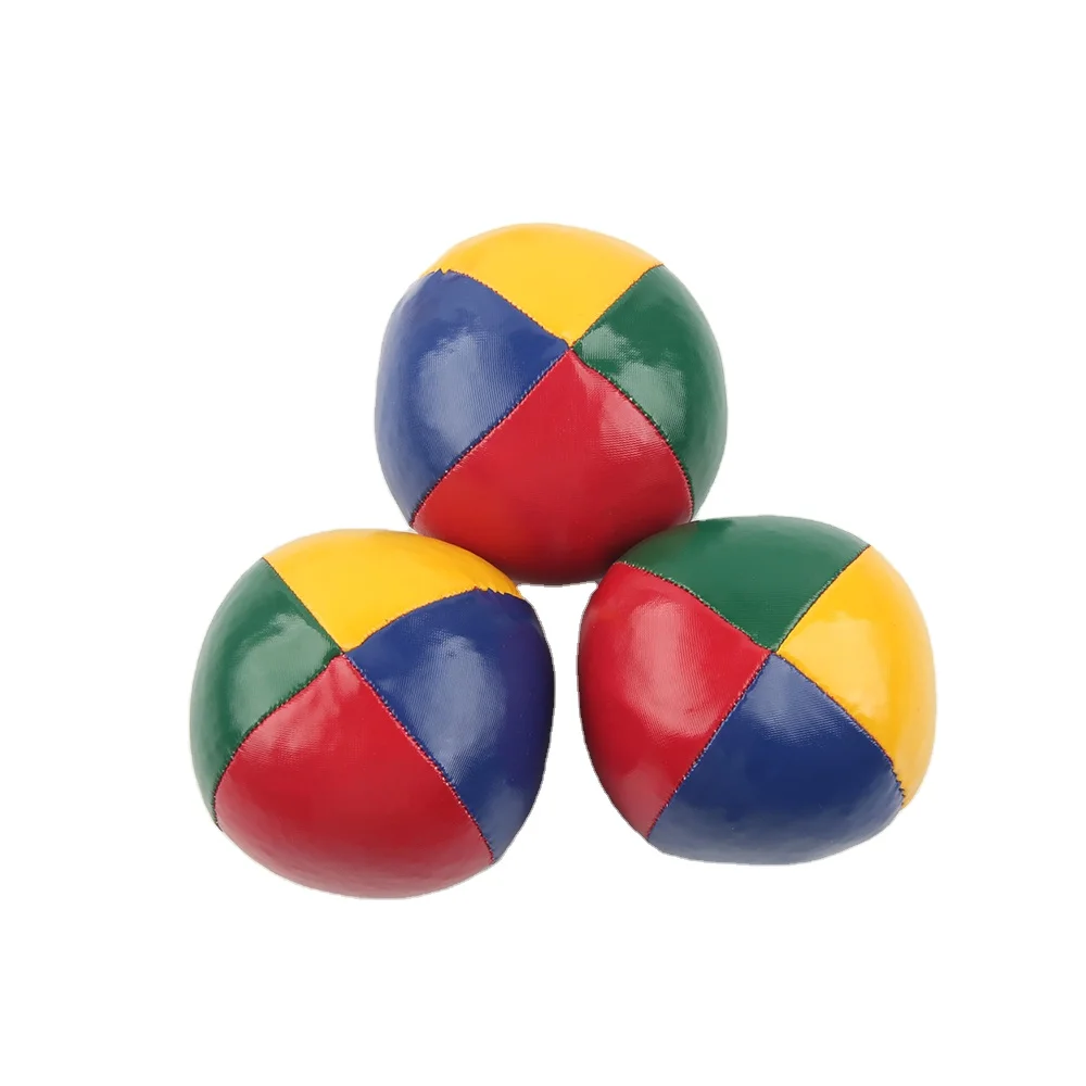 high quality pu leather 4 panels juggling ball