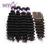 Wholesale Water Wave Swiss Lace Closure 10A Brazilian Mink Curly Bundles With Closure