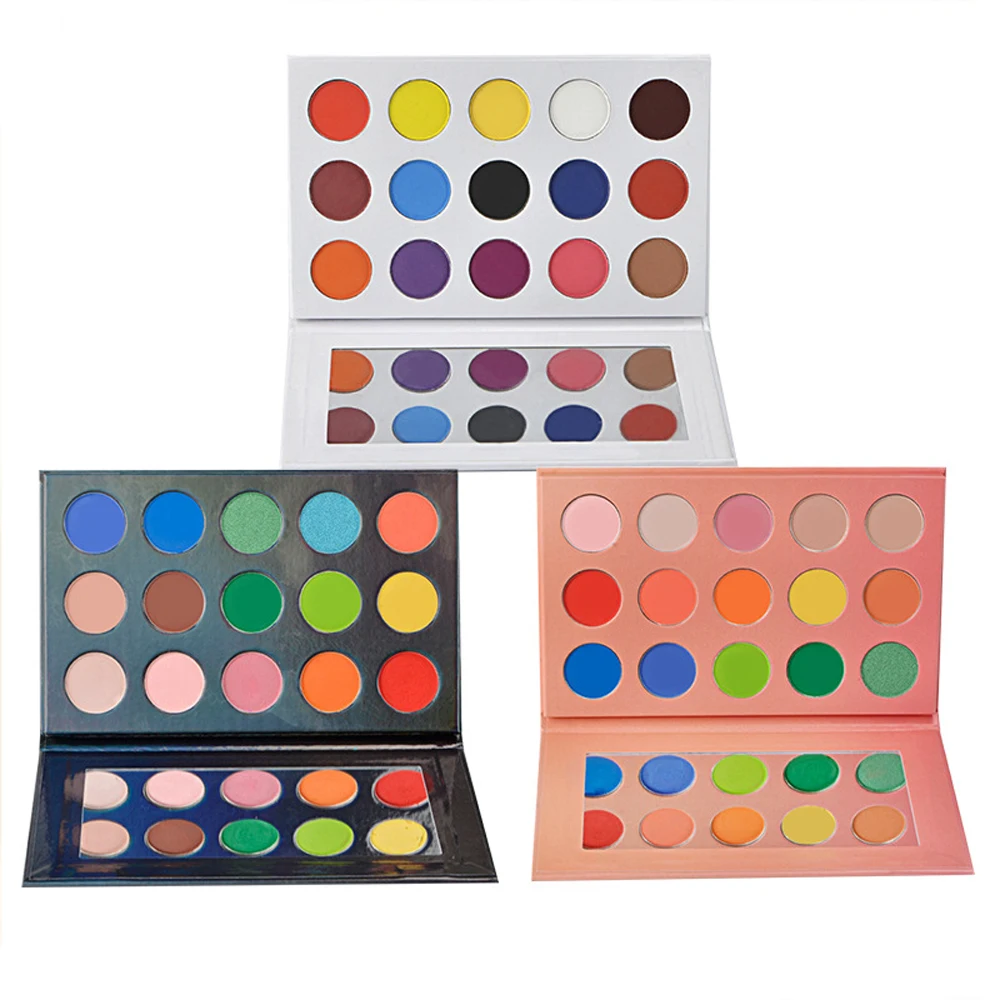 15 Colors Empty Eyeshadow Palette 26mm Round Waterproof Shimmer Glitter