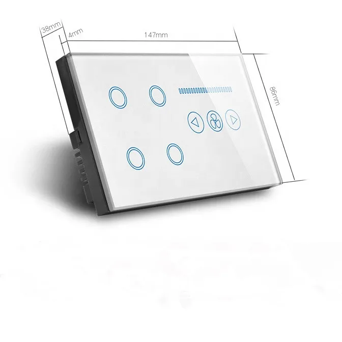 Weiwo 4 Gang Switch And Fan Glass Panel Electric Remote Smart Light Wireless Control Touch Wifi