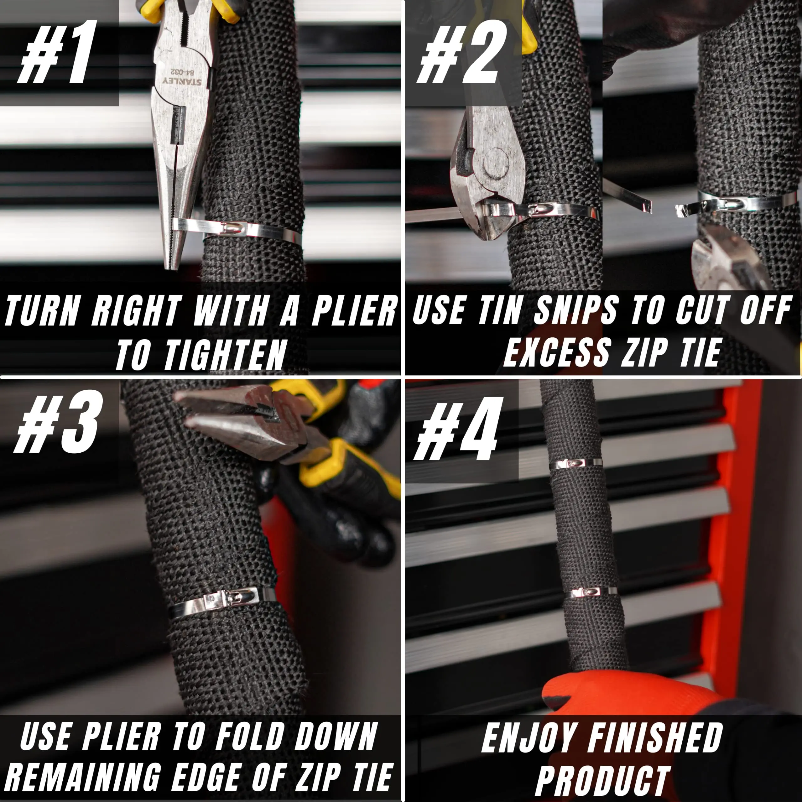 Stainless Steel Cable Zip Tie Ball Exhaust Wrap Coated Selflocking