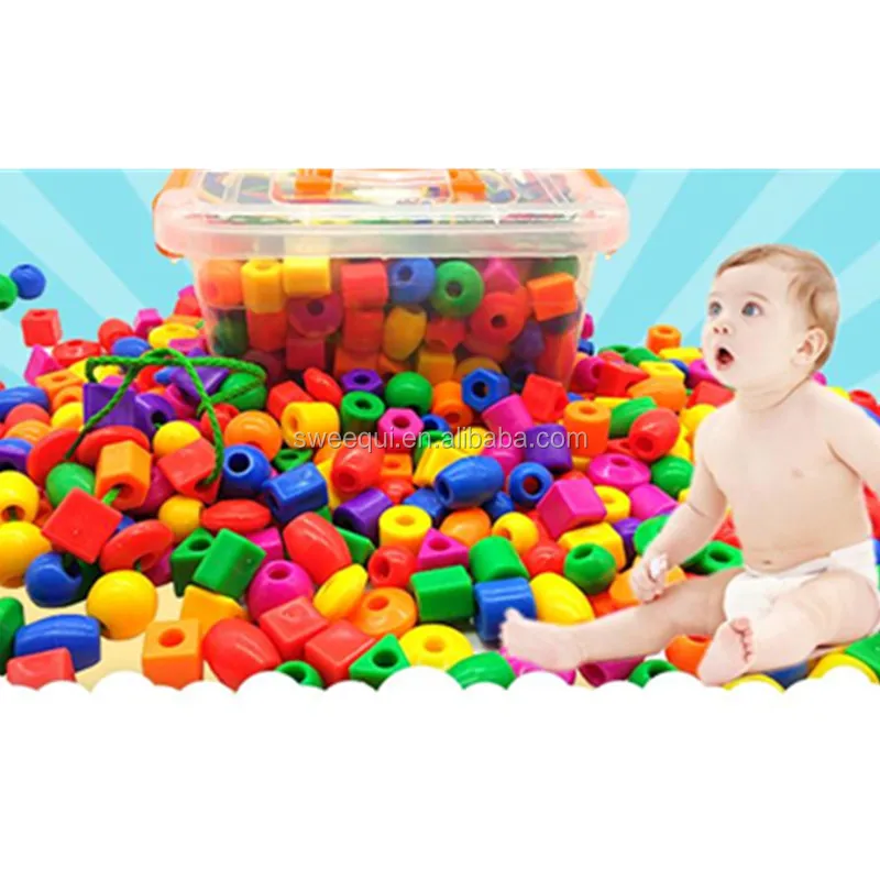 Small Lacing Beads for Kids Plastic Shapes Beads Colorful with Strings -  China Small Lacing Beads and Plastic Shapes Beads price