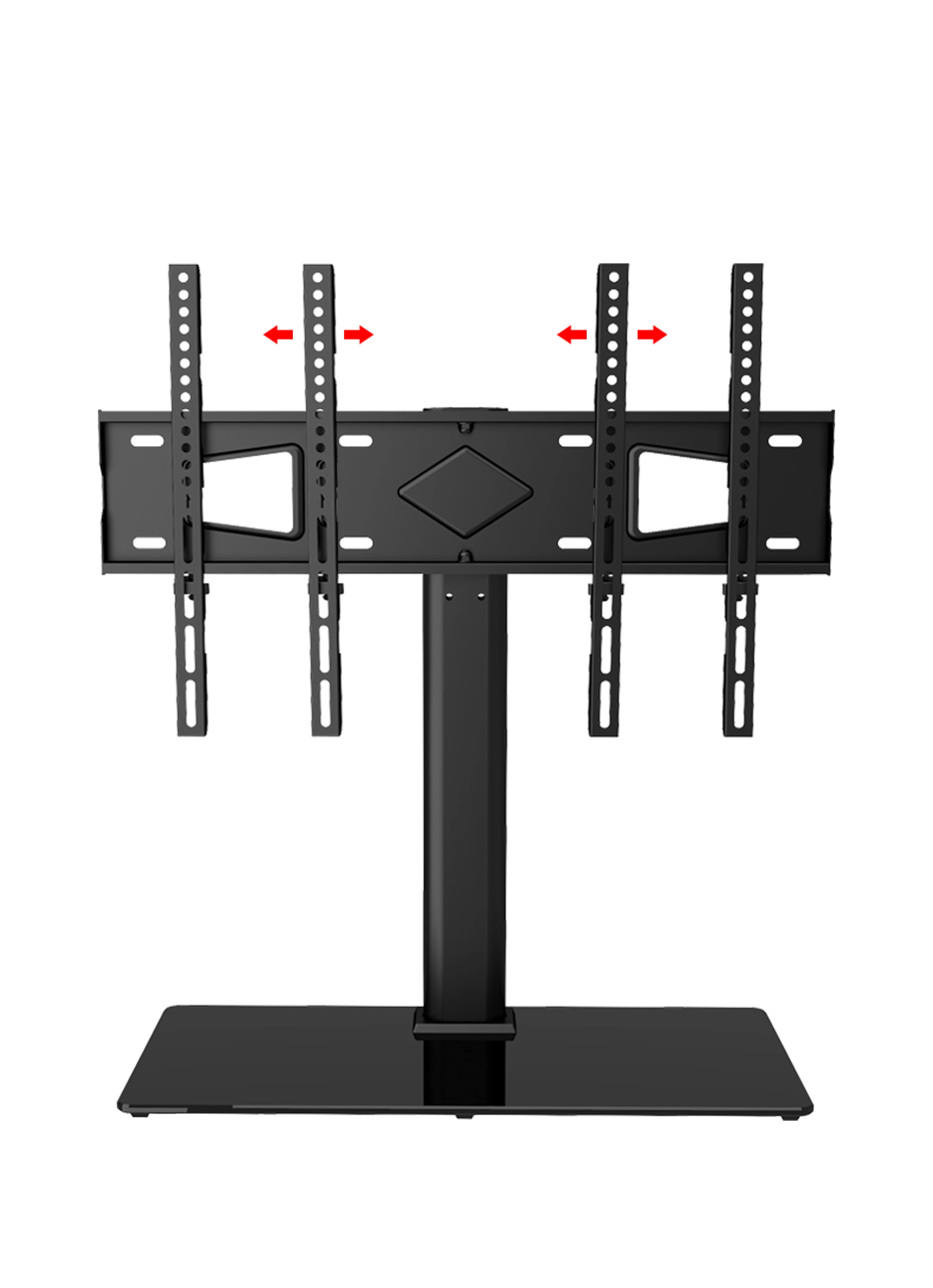 Universal Table Top Tv Stand With Height Adjustable & Tempered Glass