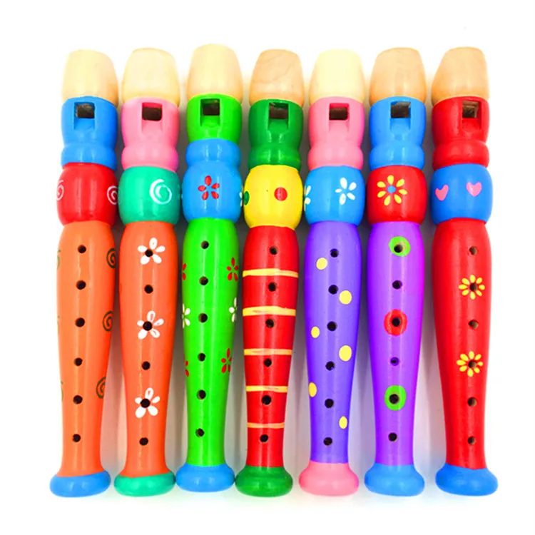 Wooden Plastic Piccolo Flute Musical Instrument Early Education Kid Children Toy 