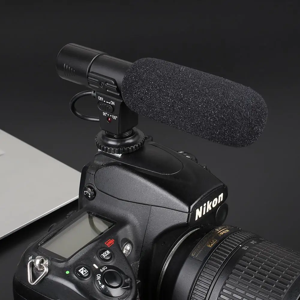 Portable Pro On-Camera Video Stereo Recording Microphone for DSLR Camcorder Camera 3.5mm Jack