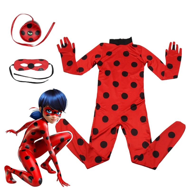 动漫marinette 瓢虫服装可爱的儿童服装   面具   包