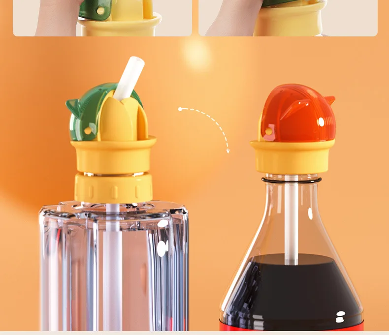 Portable Kidsren's Straw Cap Anti-Choking Drinking Water Artifact Plastic Bottle Cap Conversion Head for Baby Mineral Water