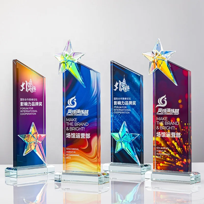 New Color Star Trophy Personal Letter Company Logo offered Crystal Music Trophy for Outstanding Employee Award supplier