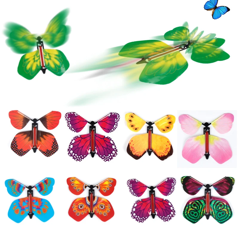 9pcs/set Magic Butterfly Flying Toy In The Book Fairy Rubber Band