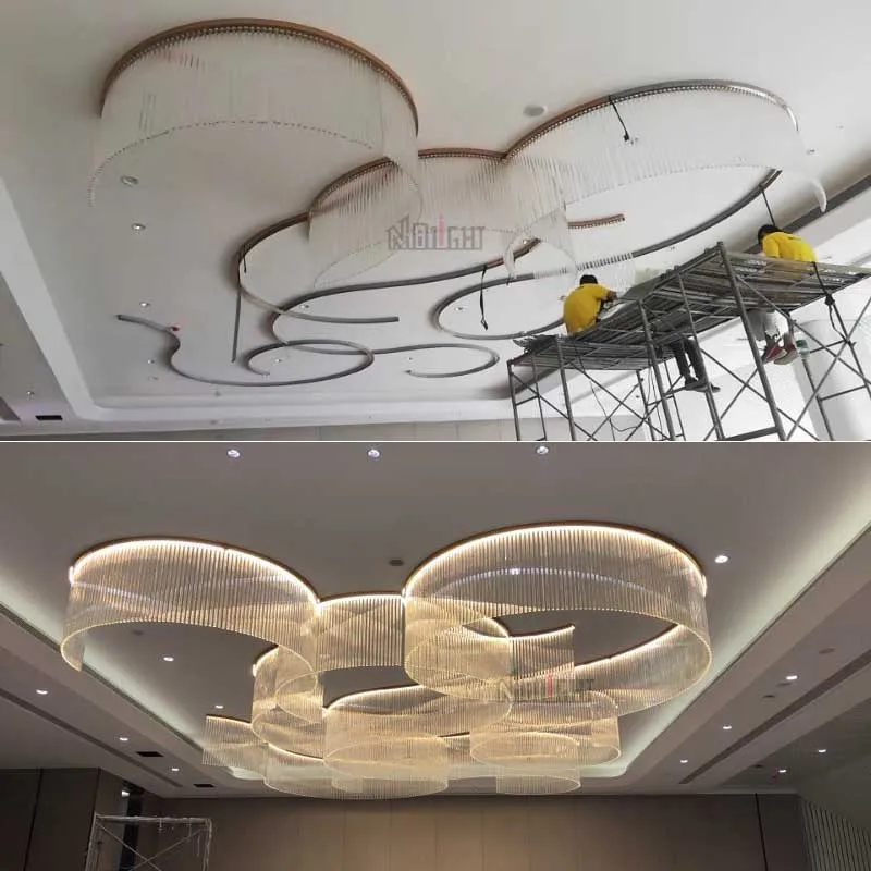 Custom made Indoor lights chandeliers dysmorphism shaped flower lobby ceiling light for Hotel sales department villa