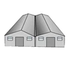 Multigable steel structure warehouse with internal columns