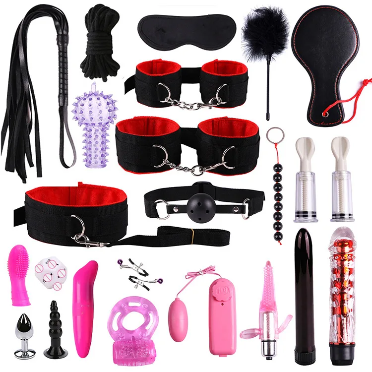 
Factory price 24 piece fur leather sexy SM toy BDSM bondage set adult SM toy sexy toy 