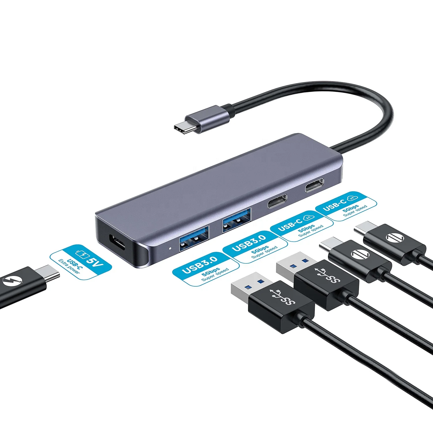 2023 Oem/odm Usb C 3.2 Hubs,5 In 1 Hub Usb C,Type C Hub Splitter Usb 3.
