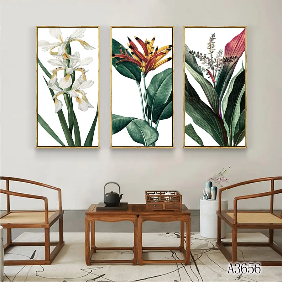 Nordic 3 Panels Minimalist Green Leaf Plant Botanical Printing Wall Art