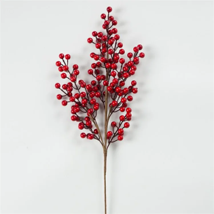 Artificial Plastic Red Berries Fruit Fakes Berries Stem Home Christmas