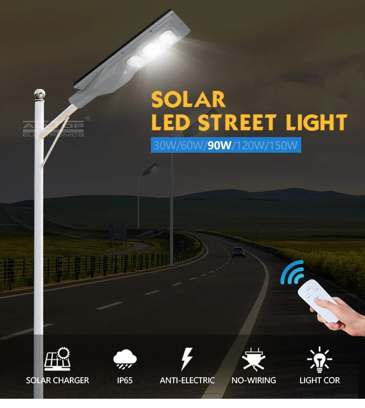 ALLTOP IP65 outdoor integrated all in one motion sensor 30 60 90 120 150 watt solar led street light price